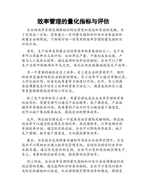 效率管理的量化指标与评估