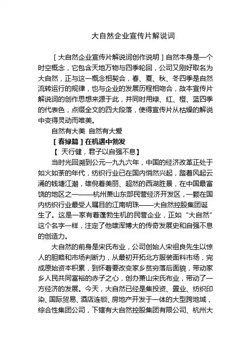 3篇最新集团公司企业(文化)形象电视视频创意框架专题宣传片脚本解说词文案策划方案