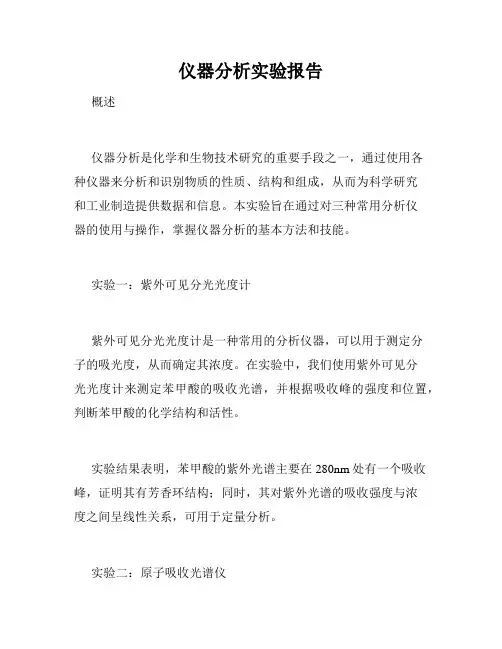仪器分析实验报告