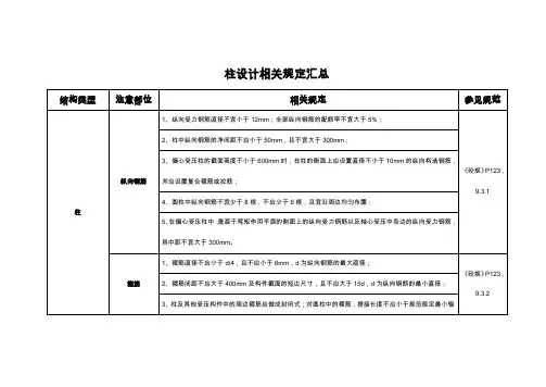 各个规范整合柱子配筋