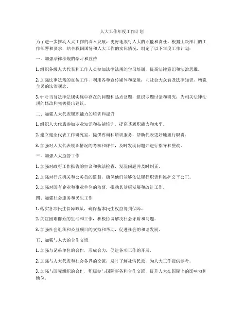 人大工作年度工作计划