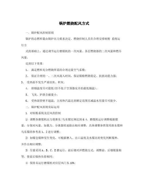 锅炉燃烧配风方式
