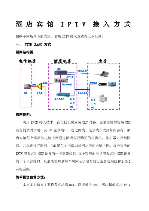酒店宾馆IPTV接入方式