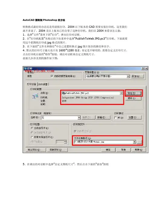 AutoCAD图转到Photoshop的方法