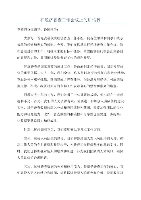 在经济普查工作会议上的讲话稿