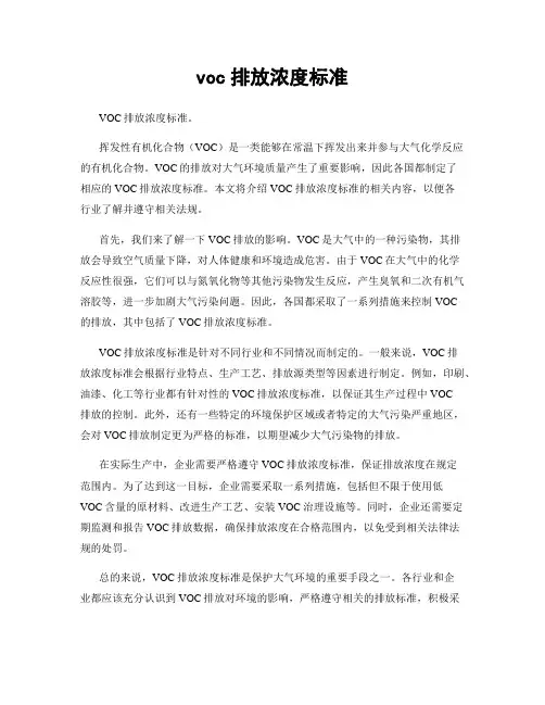 voc排放浓度标准