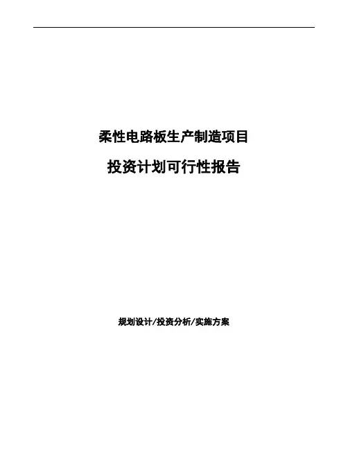 柔性电路板生产制造项目投资计划可行性报告