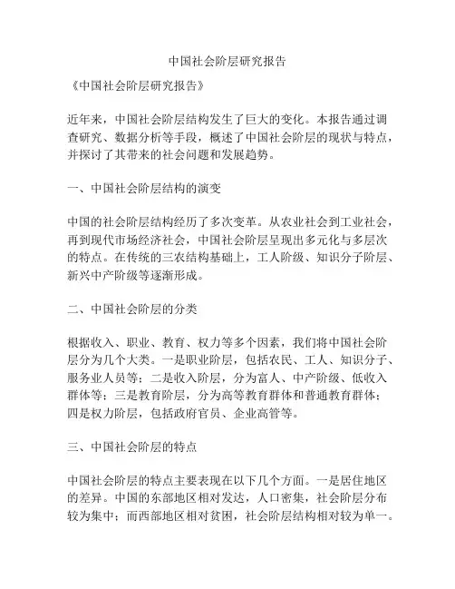 中国社会阶层研究报告