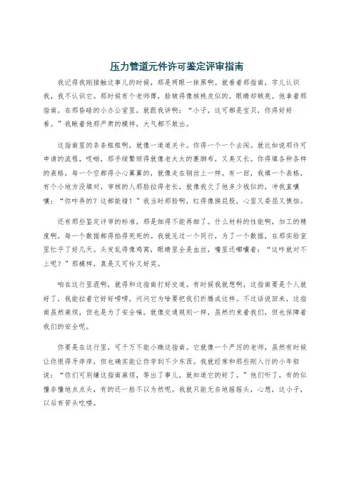 压力管道元件许可鉴定评审指南