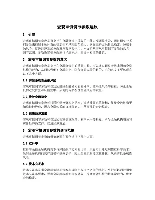 宏观审慎调节参数 建议