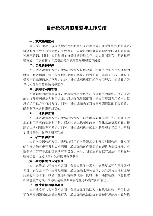 自然资源局的思想与工作总结