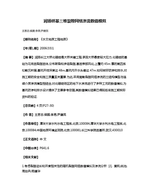 润扬桥基三维裂隙网络渗流数值模拟