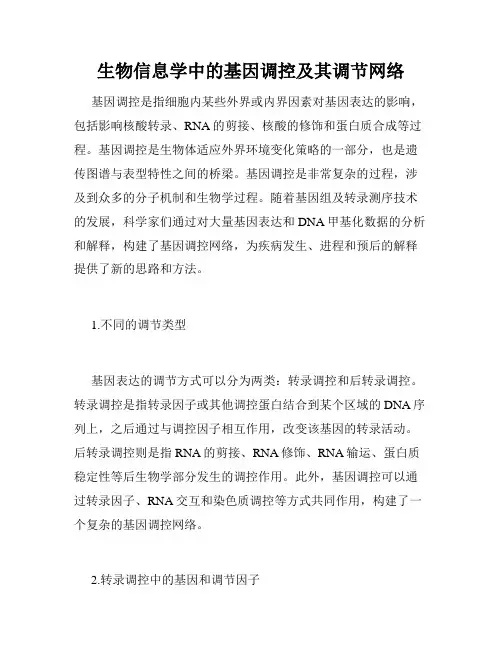 生物信息学中的基因调控及其调节网络