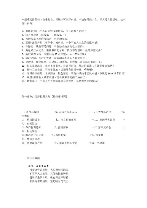 WOW魔兽世界完整声望攻略大全【旧世部分】