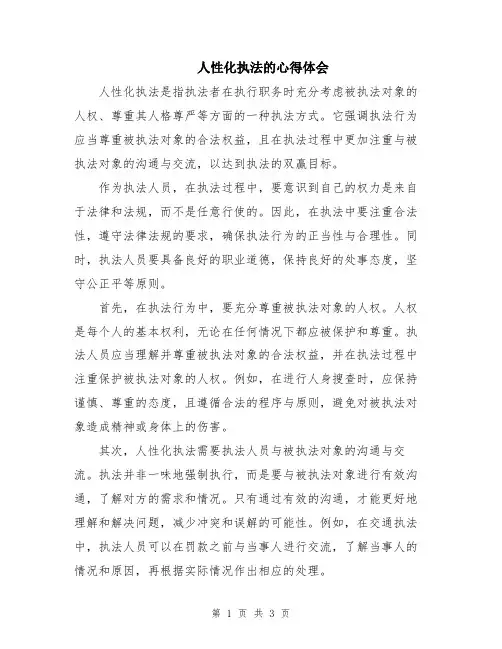 人性化执法的心得体会