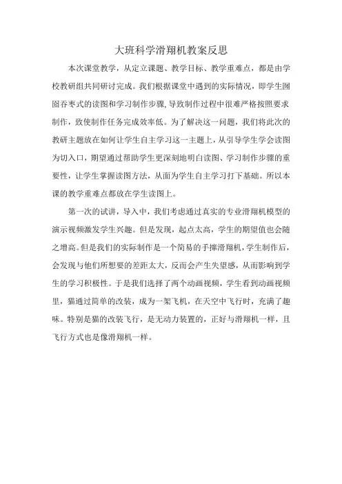 大班科学滑翔机教案反思
