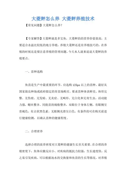 大菱鲆怎么养 大菱鲆养殖技术