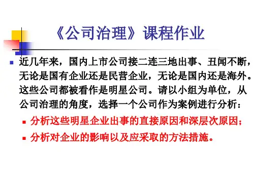 企业组织与公司治理课程作业