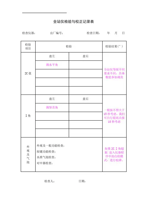 测量仪器自检记录表