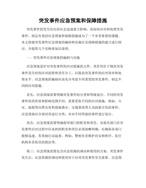 突发事件应急预案和保障措施