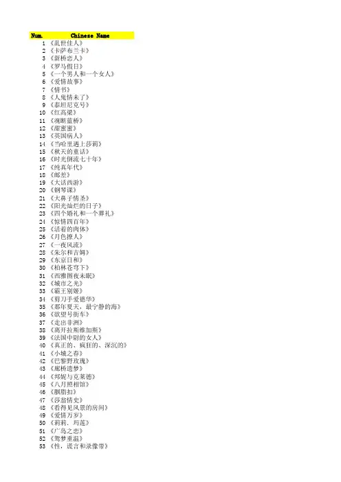 经典爱情电影100部