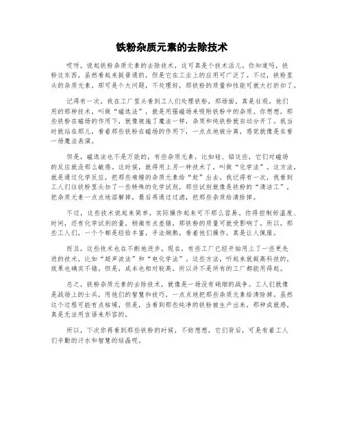 铁粉杂质元素的去除技术