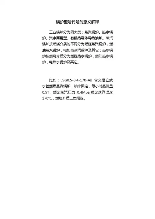 锅炉型号代号的意义解释