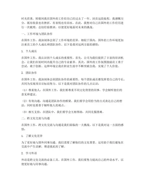 国外工作经历感言