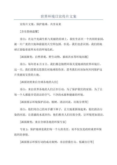 世界环境日宣传片文案