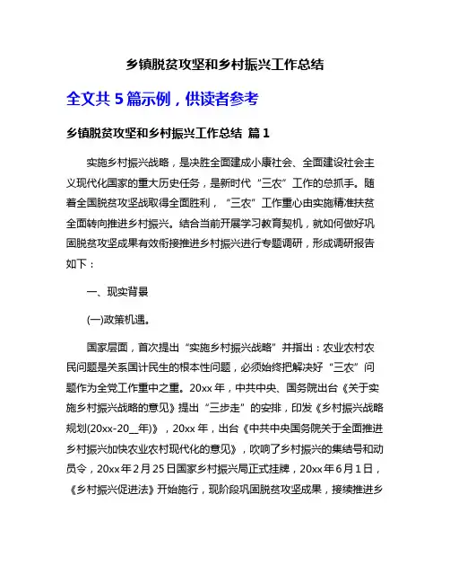 乡镇脱贫攻坚和乡村振兴工作总结