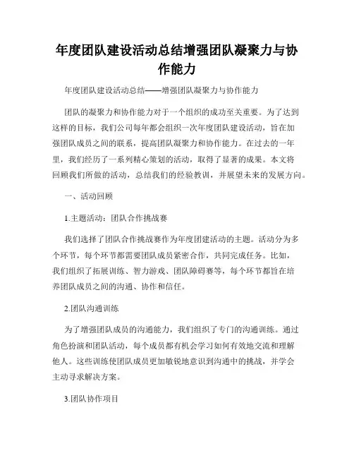 年度团队建设活动总结增强团队凝聚力与协作能力