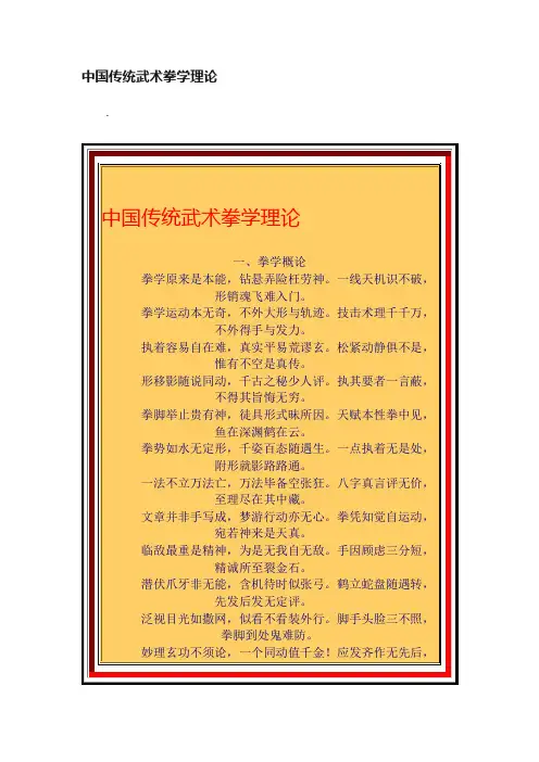 中国传统武术拳学理论