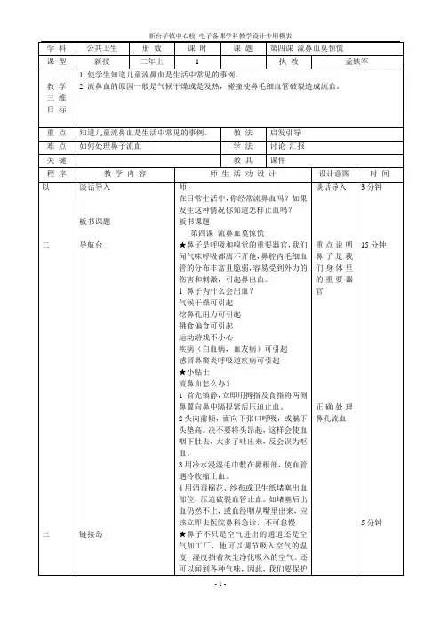 第四课 流鼻血莫惊慌