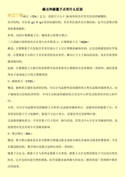 碳点和碳量子点有什么区别