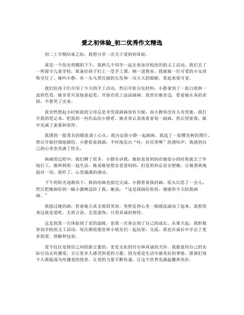 爱之初体验_初二优秀作文精选