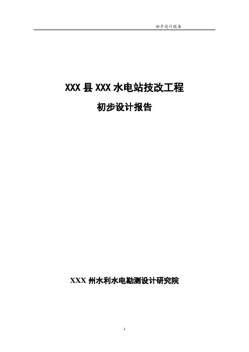 水电站技改工程初步设计报告
