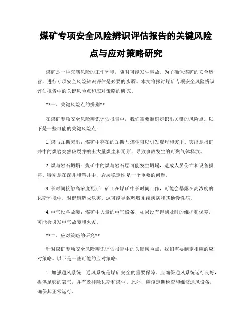煤矿专项安全风险辨识评估报告的关键风险点与应对策略研究