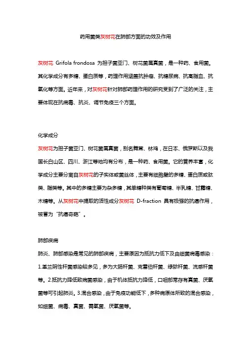 药用菌类灰树花在肺部方面的功效及作用