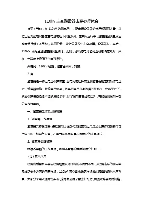 110kv主变避雷器击穿心得体会