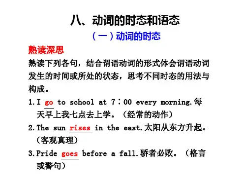 高中语法复习-动词时态及语态