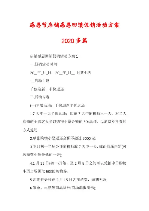 感恩节店铺感恩回馈促销活动方案2020多篇
