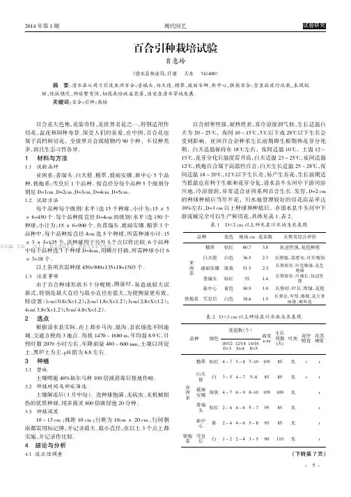 百合引种栽培试验