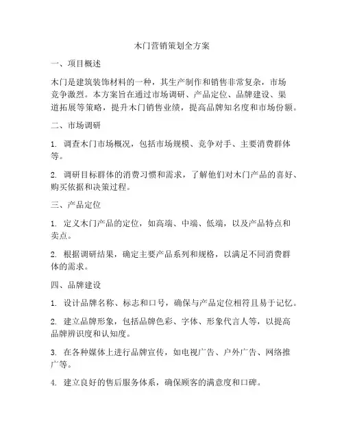 木门营销策划全方案