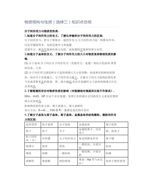 物质结构与性质(选修三)知识点总结3