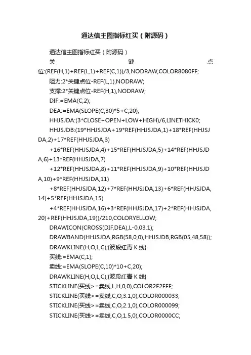 通达信主图指标红买（附源码）
