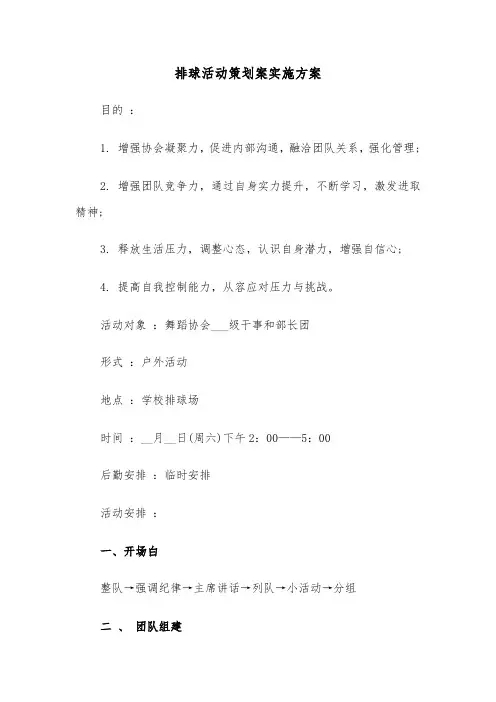 排球活动策划案实施方案(二篇)