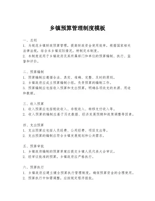 乡镇预算管理制度模板
