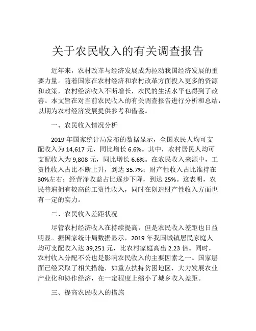 关于农民收入的有关调查报告
