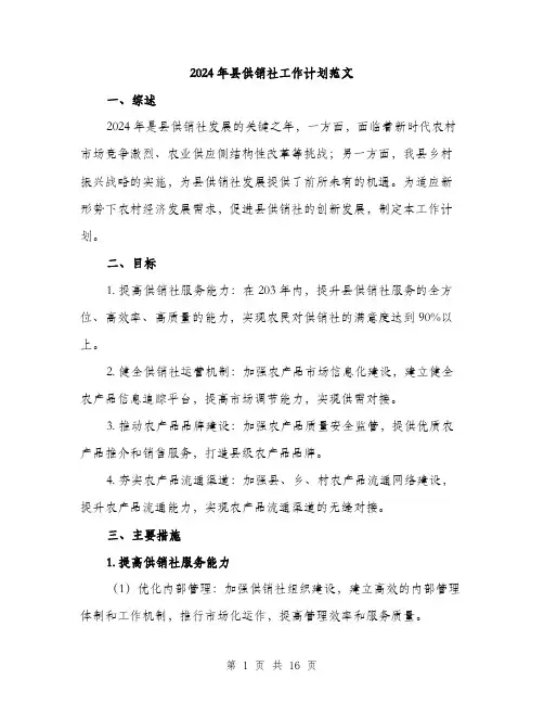 2024年县供销社工作计划范文(5篇)