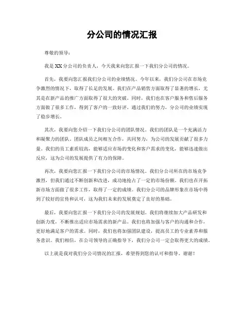分公司的情况汇报